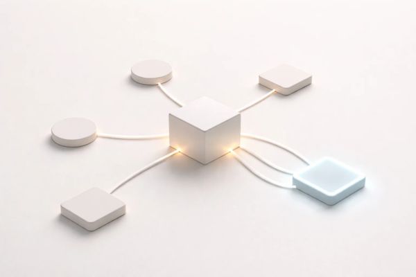 Wit AI-apparaat met lichtlijnen toont embedded AI in apparaten en fysieke omgevingen.